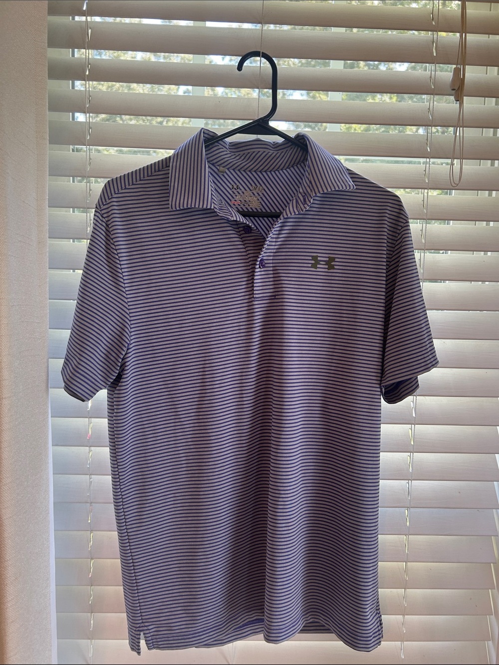Under Armour Men's Lavender and White Striped Performance Polo